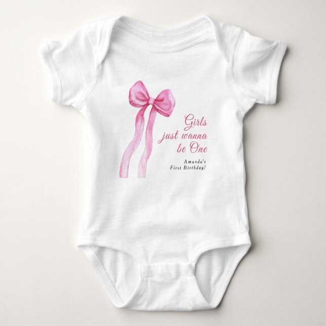 Girls just wanna be One 1st Birthday Party Baby Bodysuit (Front)
