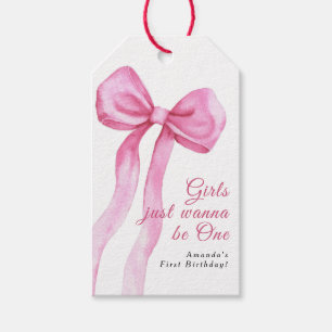 Girls just wanna be One 1st Birthday Party Gift Tags