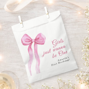 Girls just wanna be One 1st Birthday thank you Favour Bag
