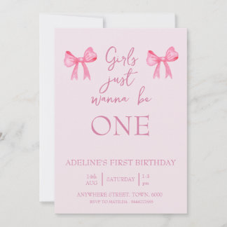 Girls just wanna be ONE. birthday invite pink