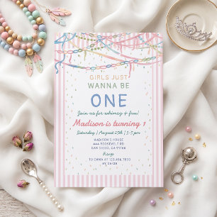 Girls Just Wanna Be One Birthday Party Invitation