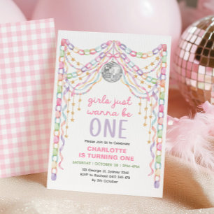 Girls Just Wanna Be One: Disco Garland Birthday Invitation