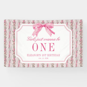 Girls Just Wanna Be One Girl 1st Birthday Party Banner
