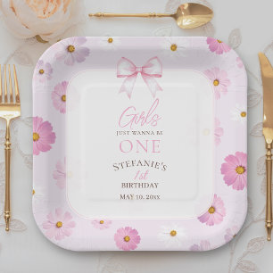 Girls Just Wanna Be One Girl Fancy One Birthday Paper Plate