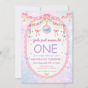 Girls just wanna Be One Glitter Whimsical Birthday Invitation