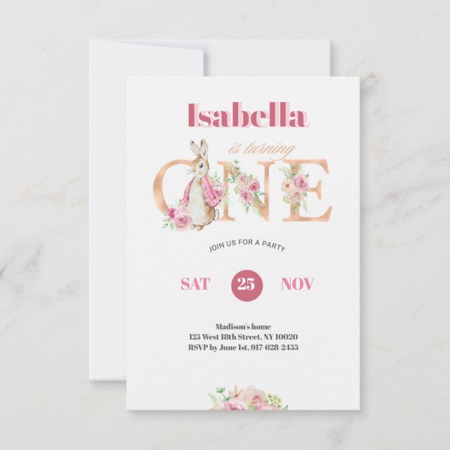 Girls Just Wanna Be One Pink Bow 1st Birthday Invitation (Front)