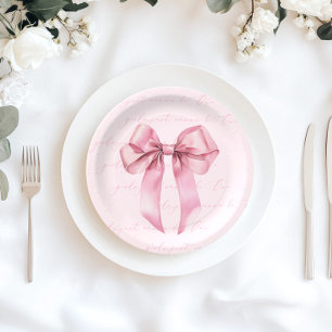 Girls just wanna be One Pink Bow Birthday Paper Plate