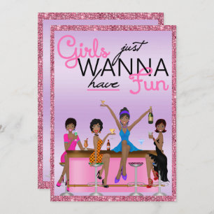 Girls Just Wanna Have Fun Bachelorette Party Invitation