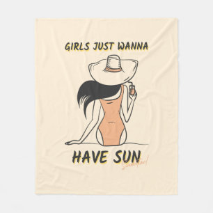 Girls Just Wanna Have Sun – Chic Summer Vacation Fleece Blanket