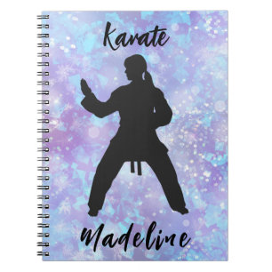 Girls Karate Blue Purple Personalised Notebook
