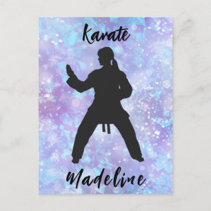 Girls Karate Blue Purple Personalised   Postcard