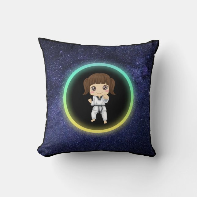 Girls Karate Galaxy  Cushion (Front)
