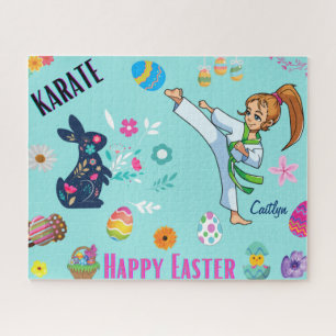 Girls Karate Happy Easter Decorative Jigsaw Puzzle