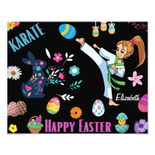Girls Karate Happy Easter Decorative Photo Print