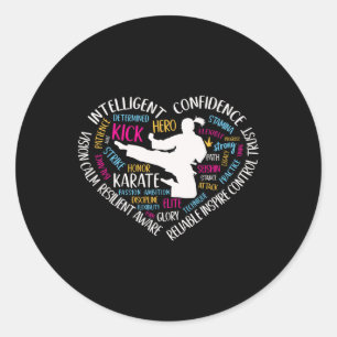 Girls Karate Heart For Teens Women Love Martial Ar Classic Round Sticker
