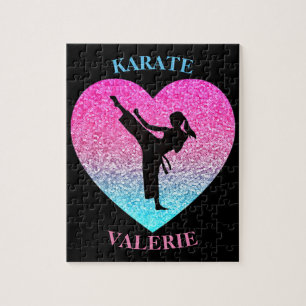 Girls Karate Kick Jigsaw Puzzle