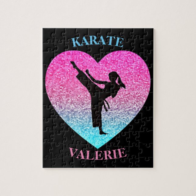Girls Karate Kick Jigsaw Puzzle (Vertical)