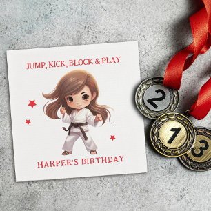 Girl's Karate Martial Arts Birthday Party Napkin