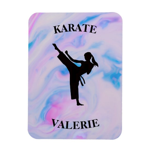 Girls Karate Pastel Swirl Magnet (Vertical)