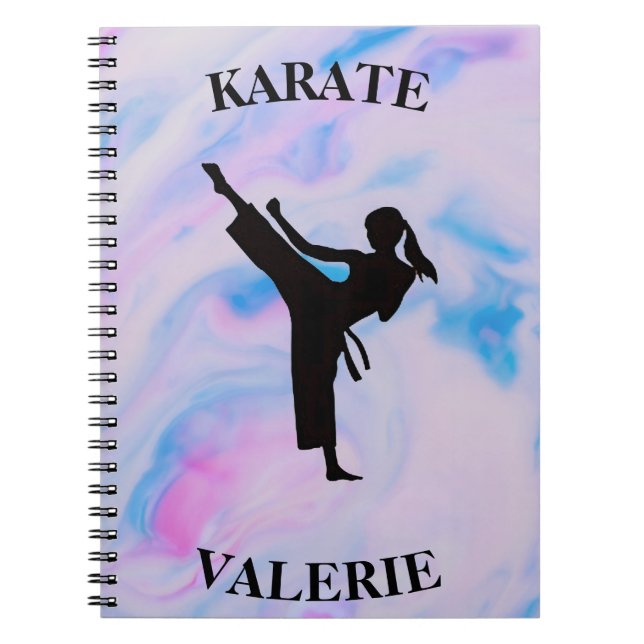 Girls Karate Pastel Swirl Notebook (Front)