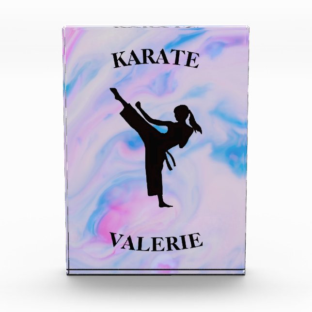 Girls Karate Pastel Swirl Photo Block (Front)