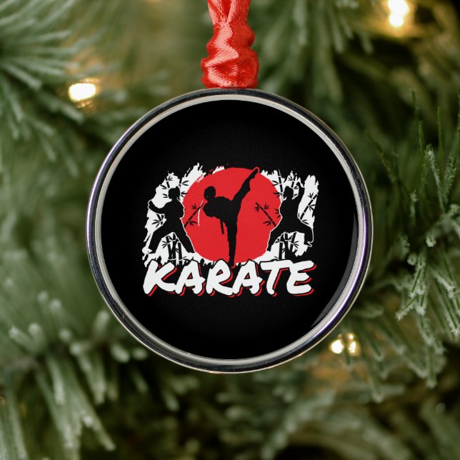 Girls Karate - Patriotic Japan Japanese Theme Metal Ornament (Tree)