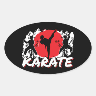 Girls Karate - Patriotic Japan Japanese Theme Oval Sticker