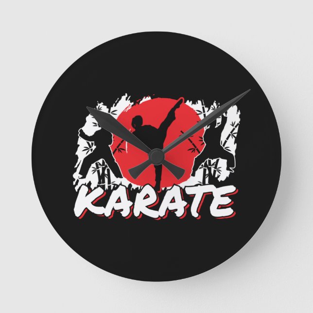 Girls Karate - Patriotic Japan Japanese Theme Round Clock (Front)