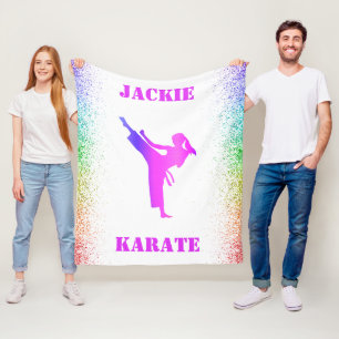 Girls Karate Rainbow Speckles Fleece Blanket
