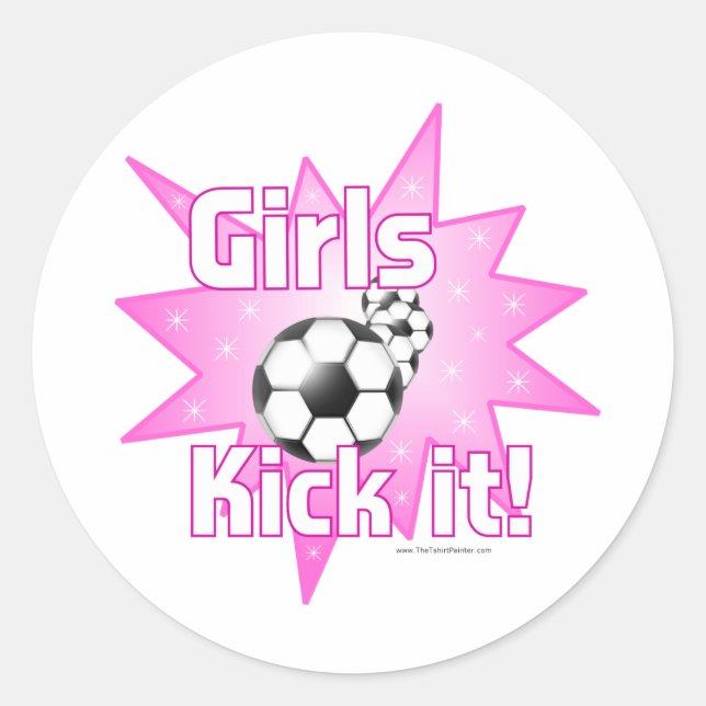 Girls Kick it Classic Round Sticker (Front)
