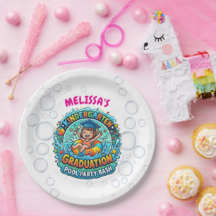 Girls Kindergarten Graduation Pool Party Paper Plate