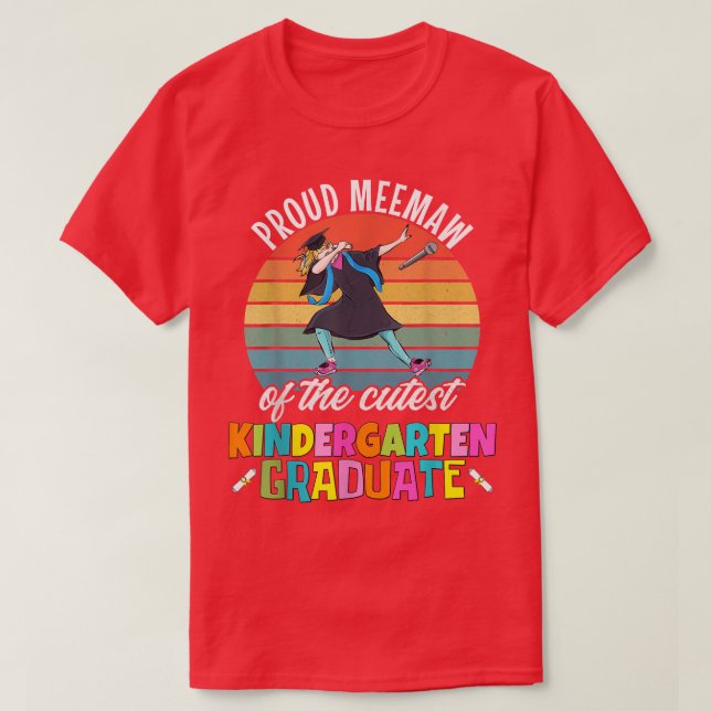 Girls Kindergarten Graduation Proud Meemaw Dabbing T-Shirt (Design Front)