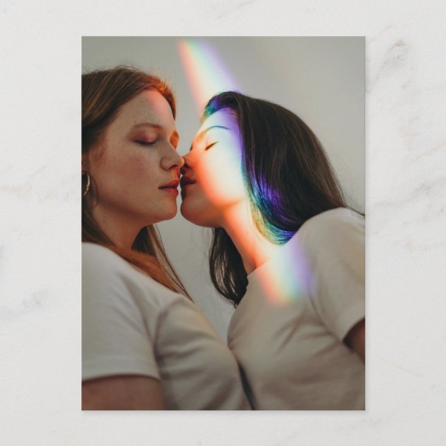 Girls Kissing Rainbow Love photo Postcard (Front)
