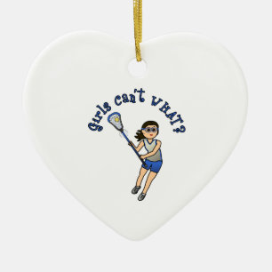Girls Lacrosse Blue Ceramic Ornament