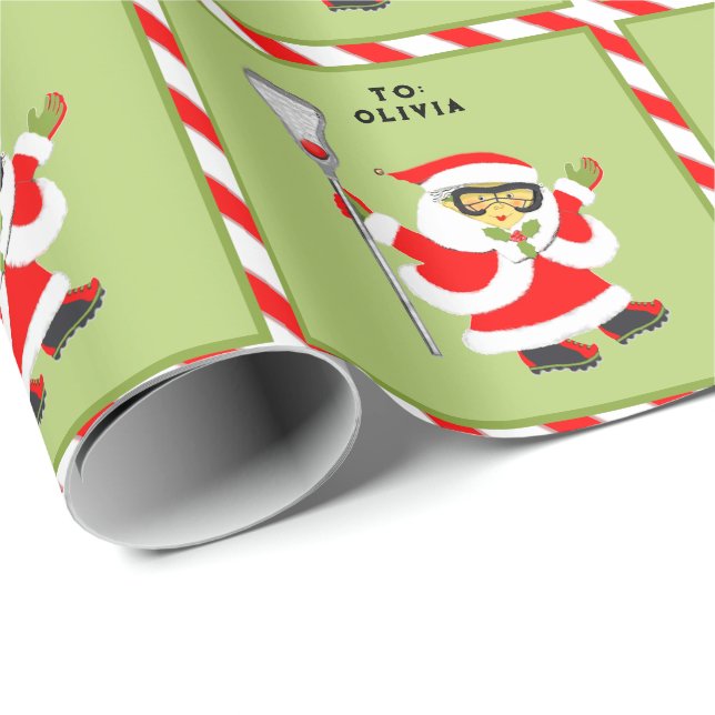 Girls Lacrosse Christmas Gift Wrapping Paper (Roll Corner)