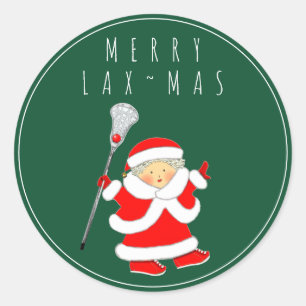 Girls Lacrosse Christmas Holiday Classic Round Sticker