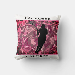 Girls Lacrosse Floating Rose Hearts   Cushion