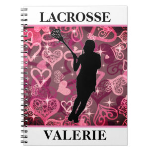 Girls Lacrosse Floating Rose Hearts  Notebook