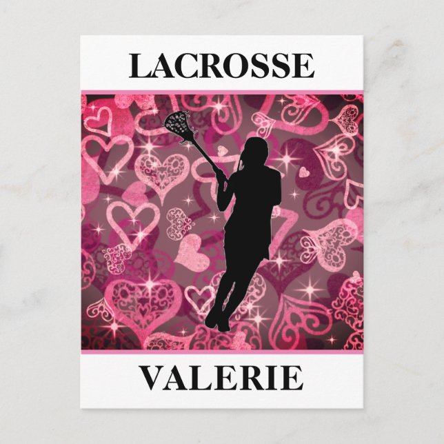 Girls Lacrosse Floating Rose Hearts   Postcard (Front)