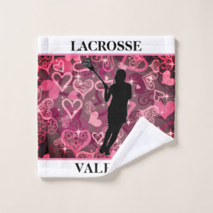 Girls Lacrosse Floating Rose Hearts   Wash Cloth