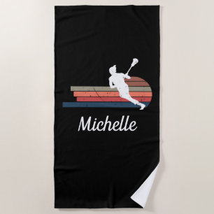Girls Lacrosse Personalised Beach Towel