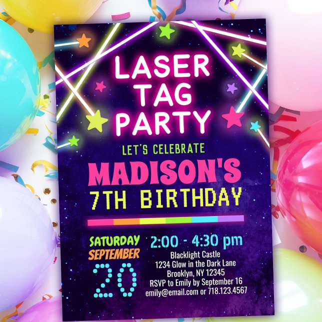 Girls Laser Tag Birthday Party Invitations (Creator Uploaded)