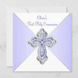 Girls Lavender Purple First Communion Invitation