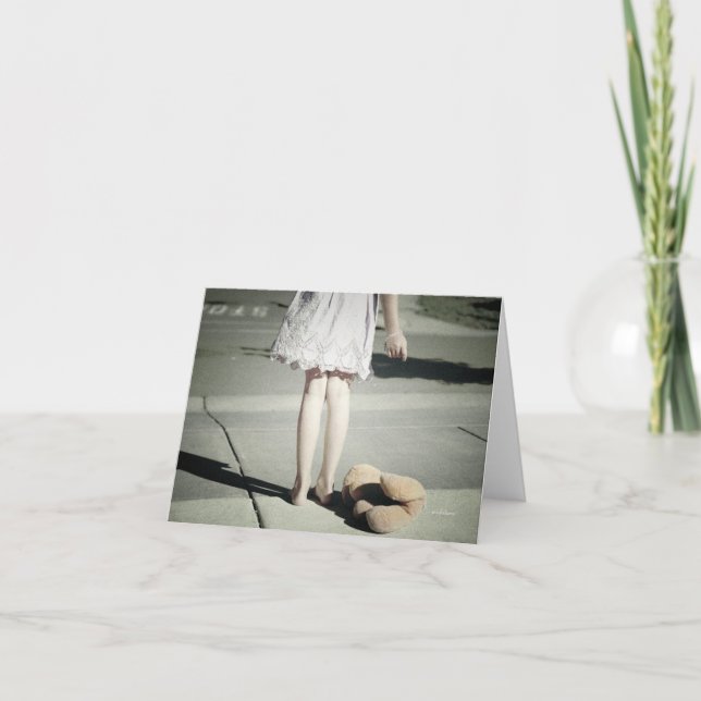 Girl's legs with toy thank you card (Front)