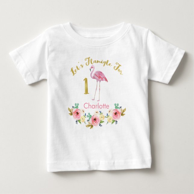 Girls Lets Flamingle 1st Birthday Shirt (Front)