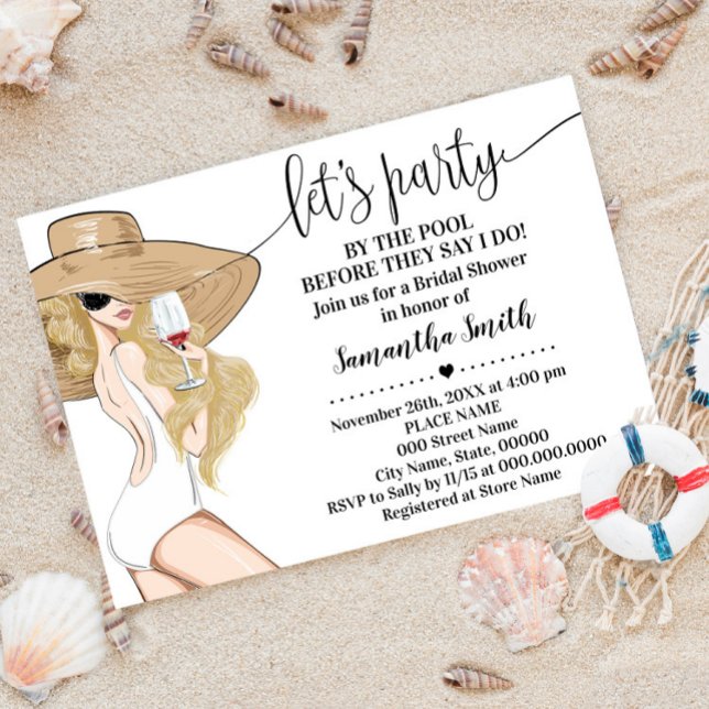 Girls Lets Party by Pool Before I do Bridal Shower Invitation (Creator Uploaded)