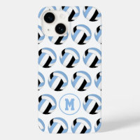 girls light blue black volleyballs pattern