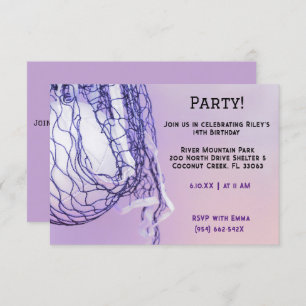 Girls Light  Purple Sports  Volleyball Birthday  Invitation