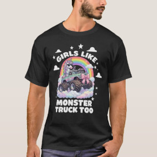 Girls Like Monster Truck Too Unicorn Coquette T-Shirt