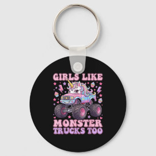 Girls like monster trucks too cute unicorn for key ring